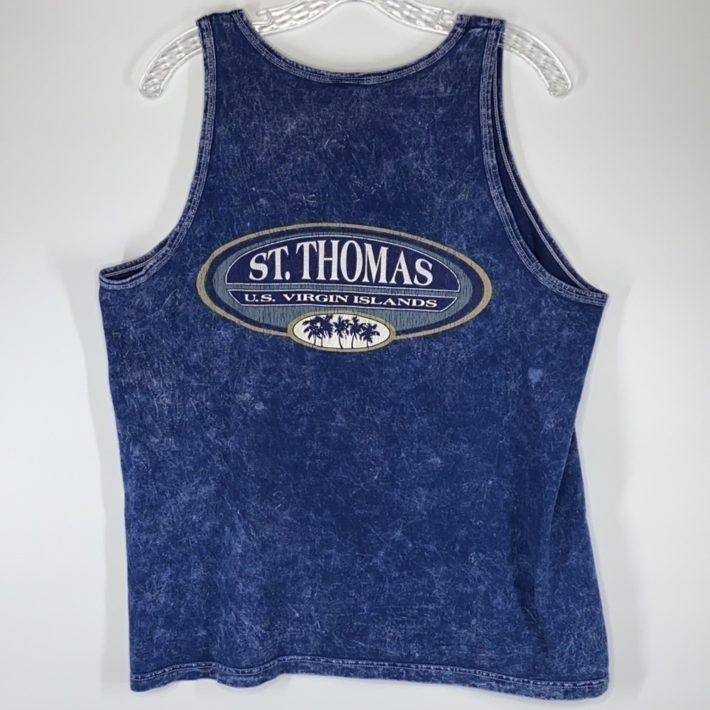 Yesterdays Blue St. Thomas U.S. Virgin Islands Tank Top Size Medium